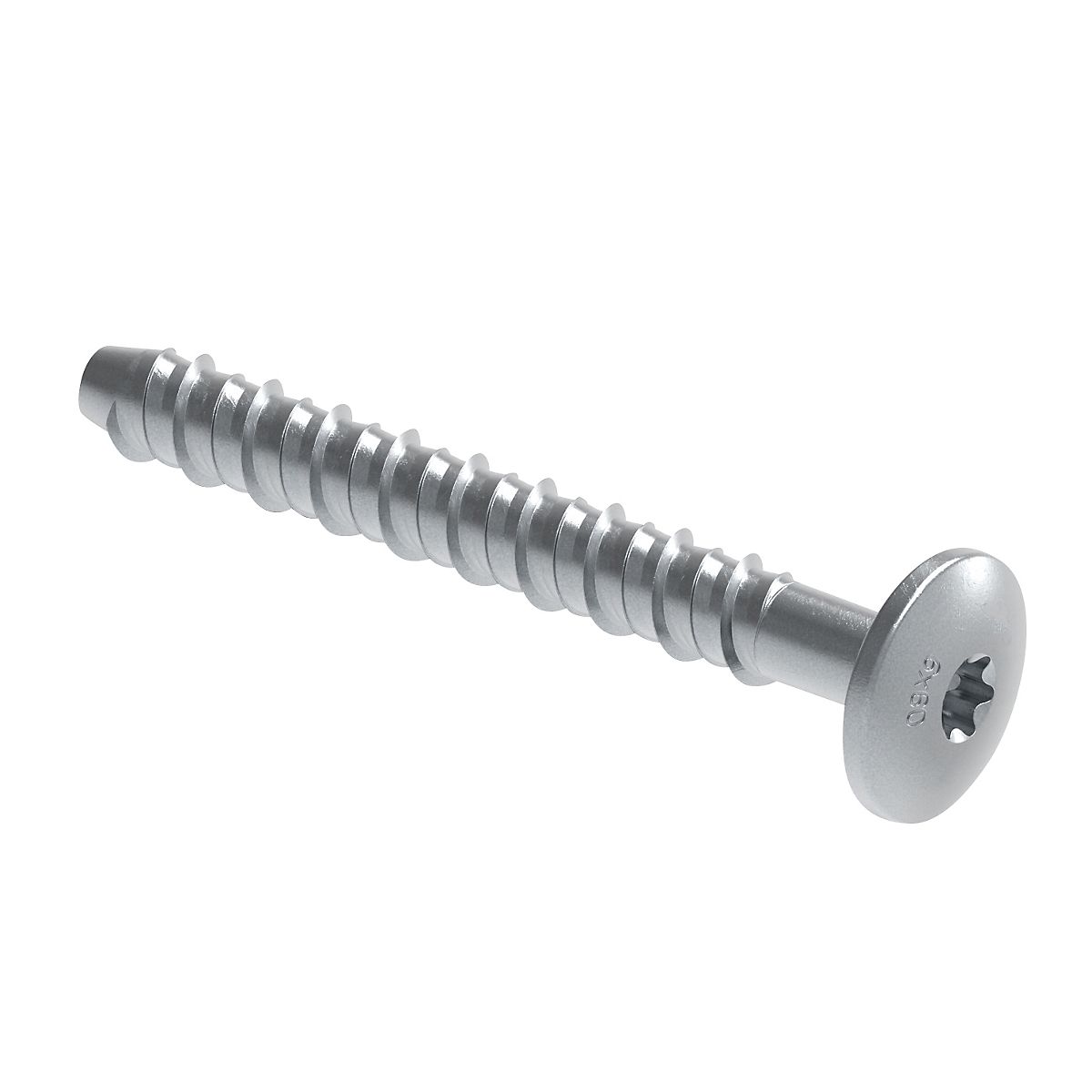 Walraven W-LX-PX Betonskrue 6x60mm. Ø17mm Elgalvaniseret. Panhoved. torx30 Til revnet/ej revnet beton. Pakke a 100 stk.