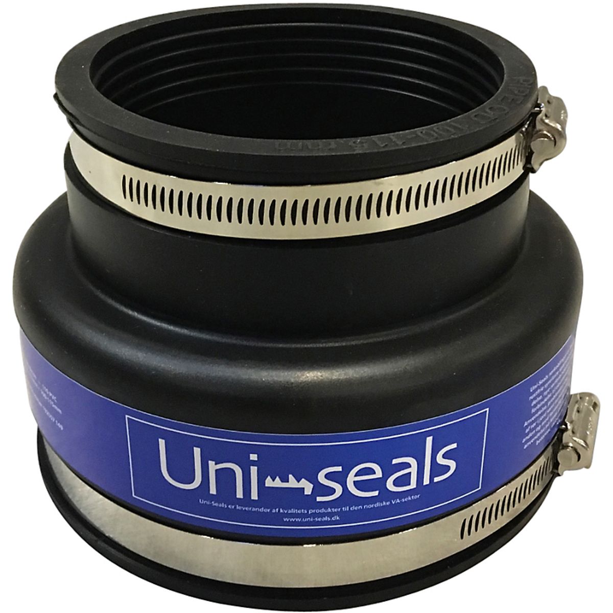 Uni-seals NAC rørkobling 100-115x121-136mm. 10cm ler, EPDM/AISI316. Anvendes til kloak- og afløbsrør i jord.