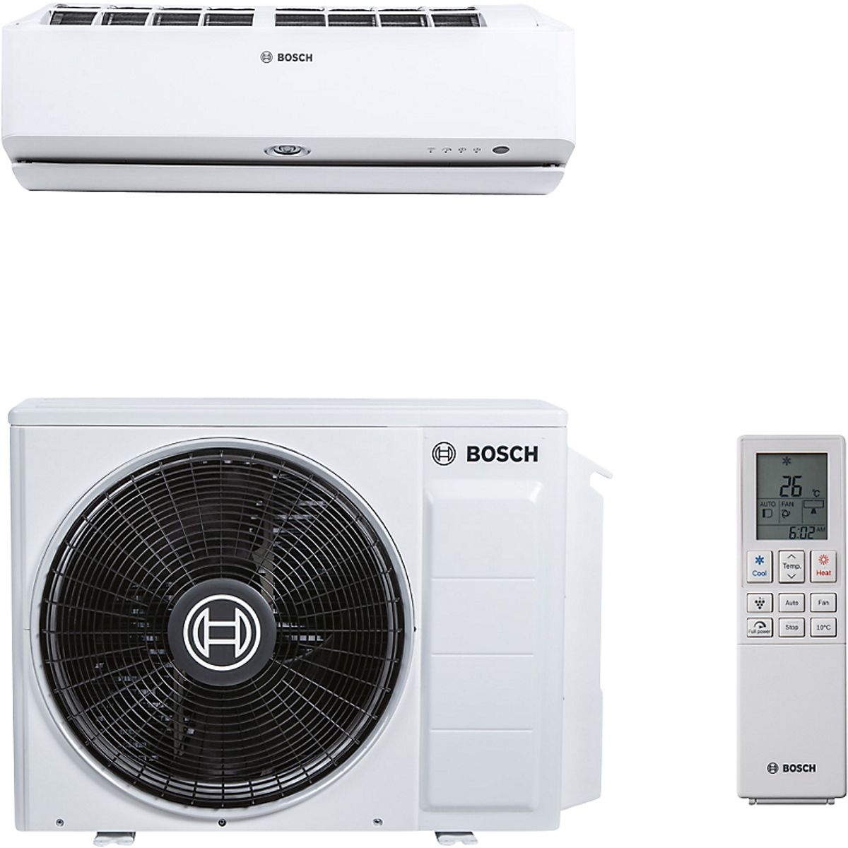 Bosch Climate CL 9100i 85 HE varmepumpe WIFI 8,5 kW. Luft/luft, Inde- & udedel. Hvid