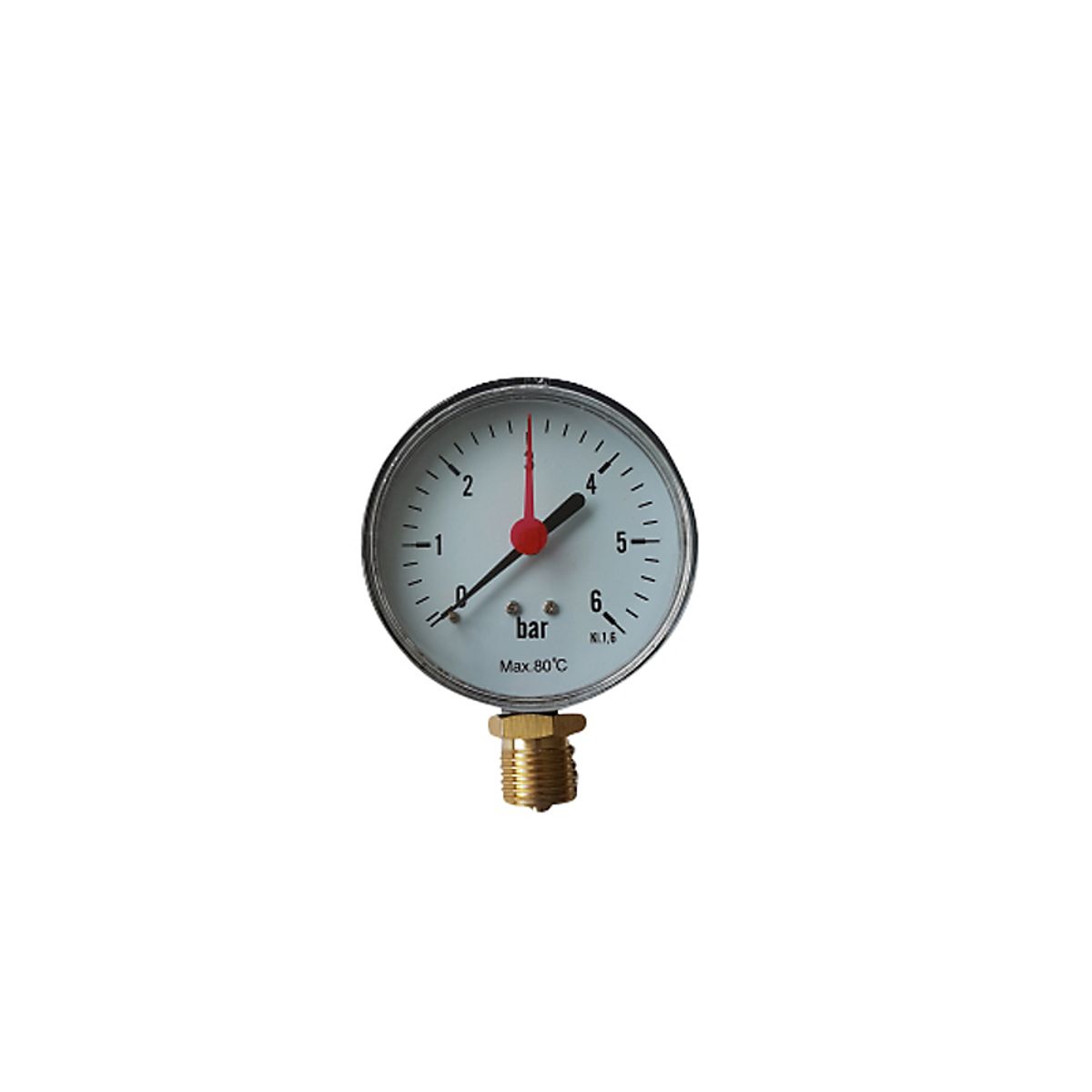 Erik Færgemann manometer Ø100mm, 1/2'' (ned),0-16 bar/mvs. med stilleviser