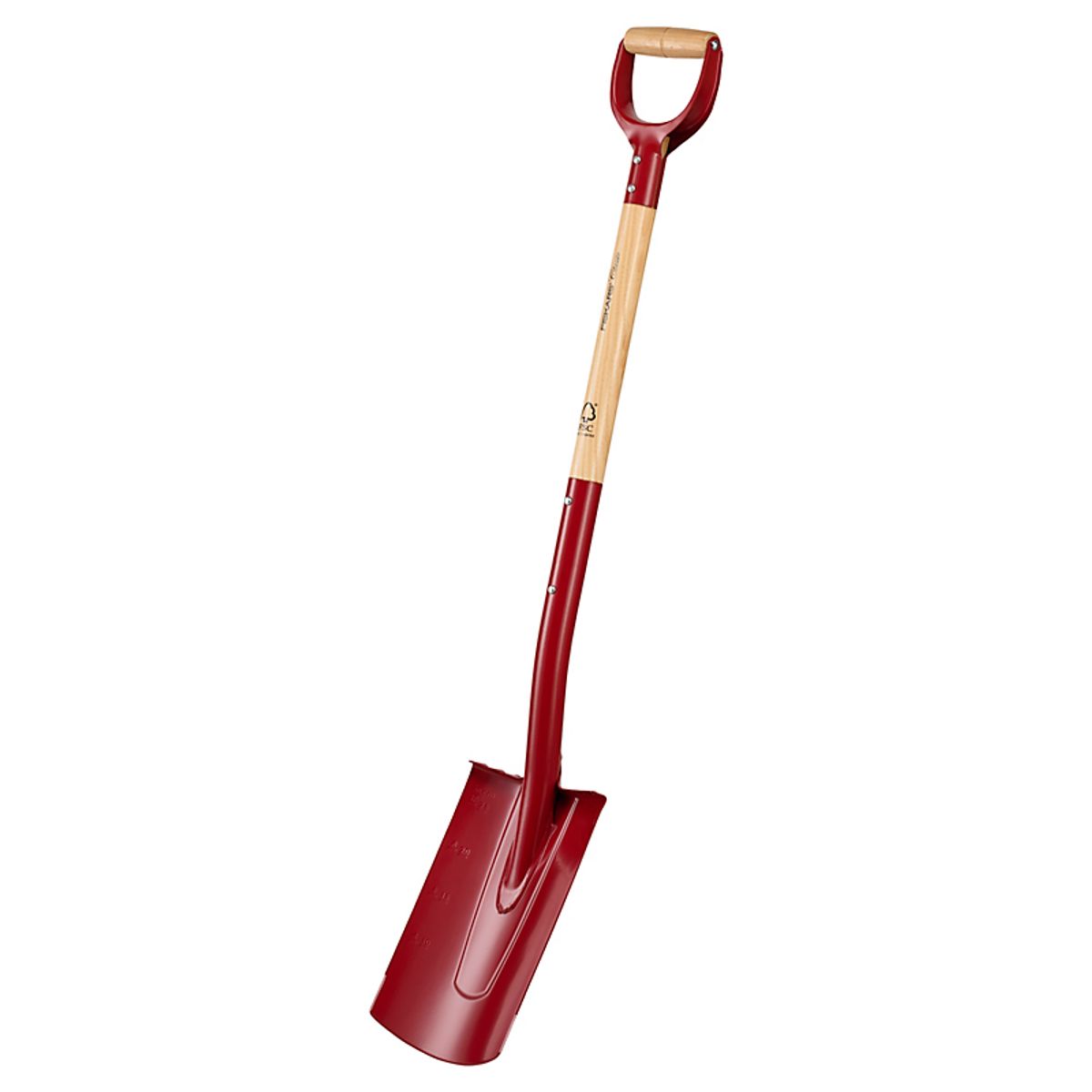 Fiskars havespade Classic Afrundet blad af borstål, lakeret skaft, FSC