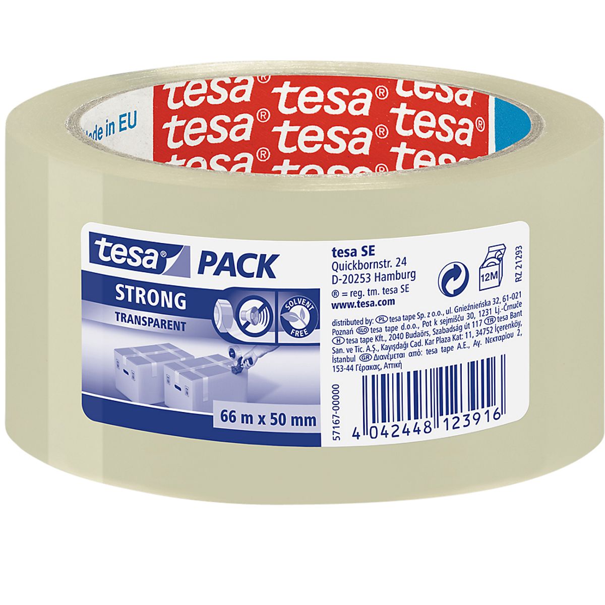 tesa Strong pakketape 66 m x 50 mm, transparent