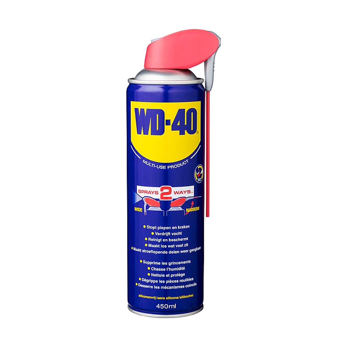 WD40 multiolie spray 450ml med smart straw rør til nøjagtig påføring af smøremidlet