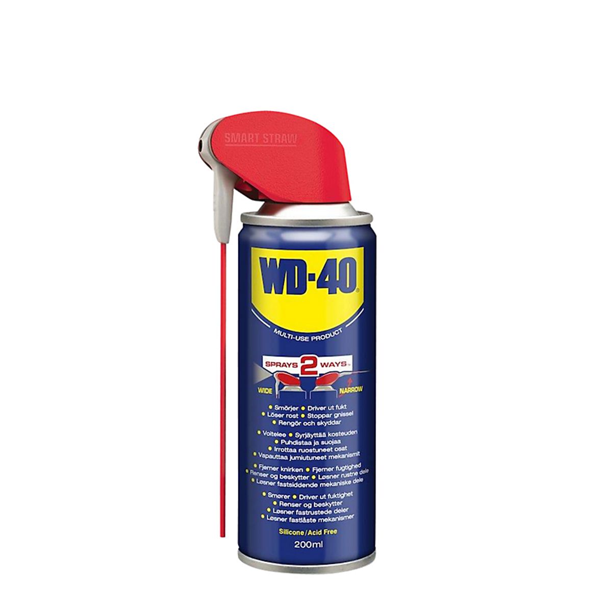 WD40 multiolie spray 200ml med smart straw rør til nøjagtig påføring af smøremidlet