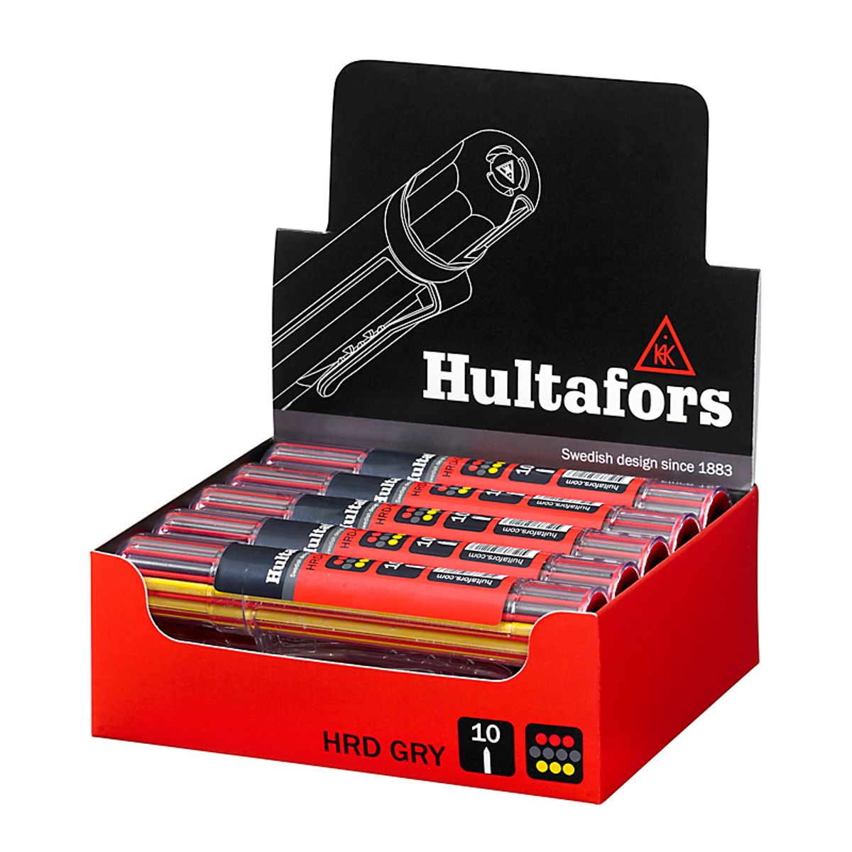 Hultafors Dybhulsmarkør dry refill 4 grafit stifter & 6 stifter i kridt 3 røde & 3 gule, 650120