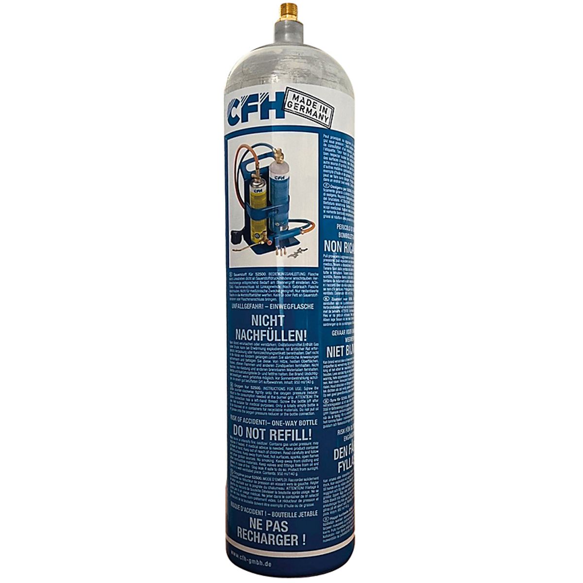 CFH Oxygen 130g 950ml til minisvejsekit (BD 501180533), må IKKE genopfyldes