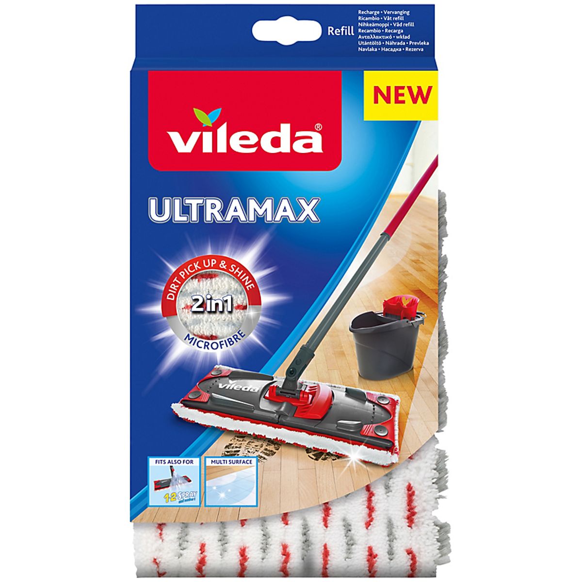 Vileda Ultramax Microfiber 2i1 Mikrofiber moppeklud til Ultramat moppe, 80% mikrofiber