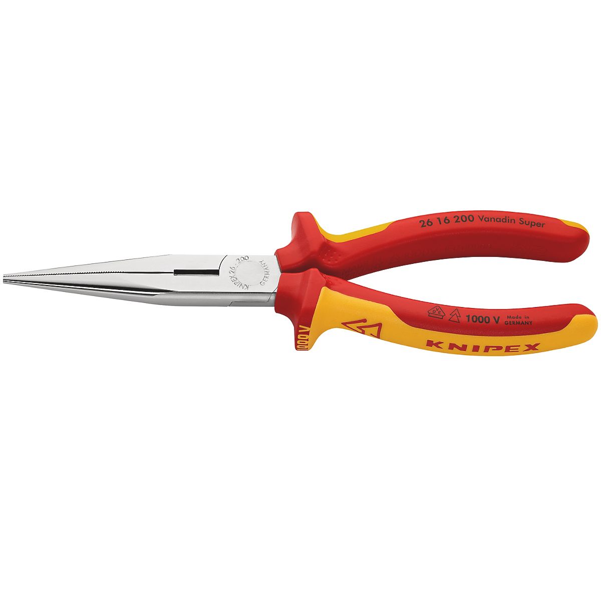 Knipex fladrundtang 200mm Med skær, fork., isoleret to-komponent greb