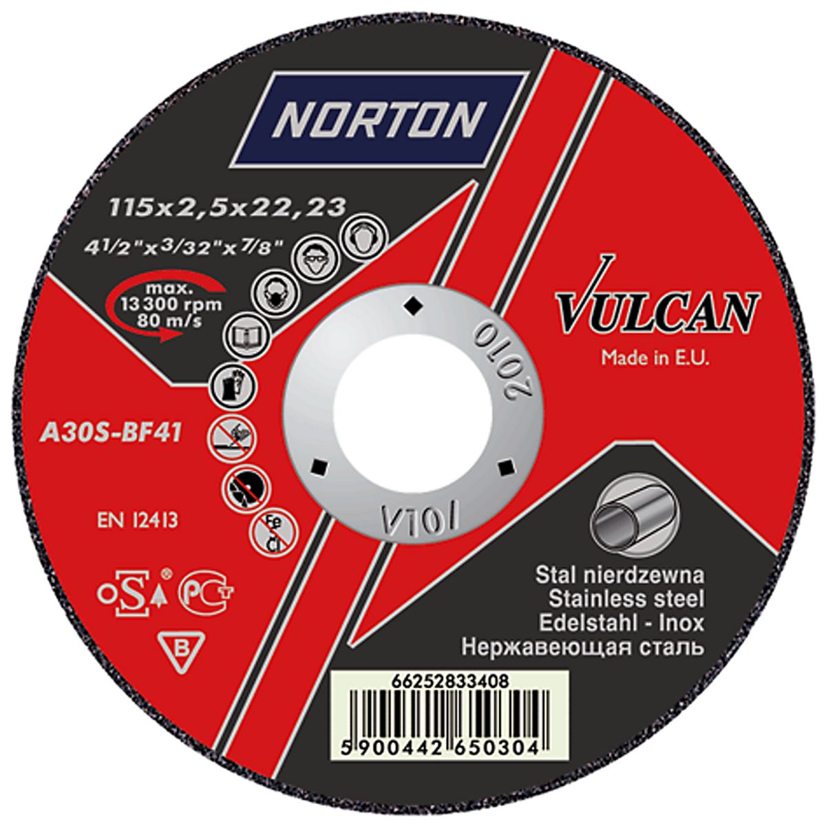 Norton Vulcan skrubskive 230x6.4x22. mm. A30S-Bf Inox 27