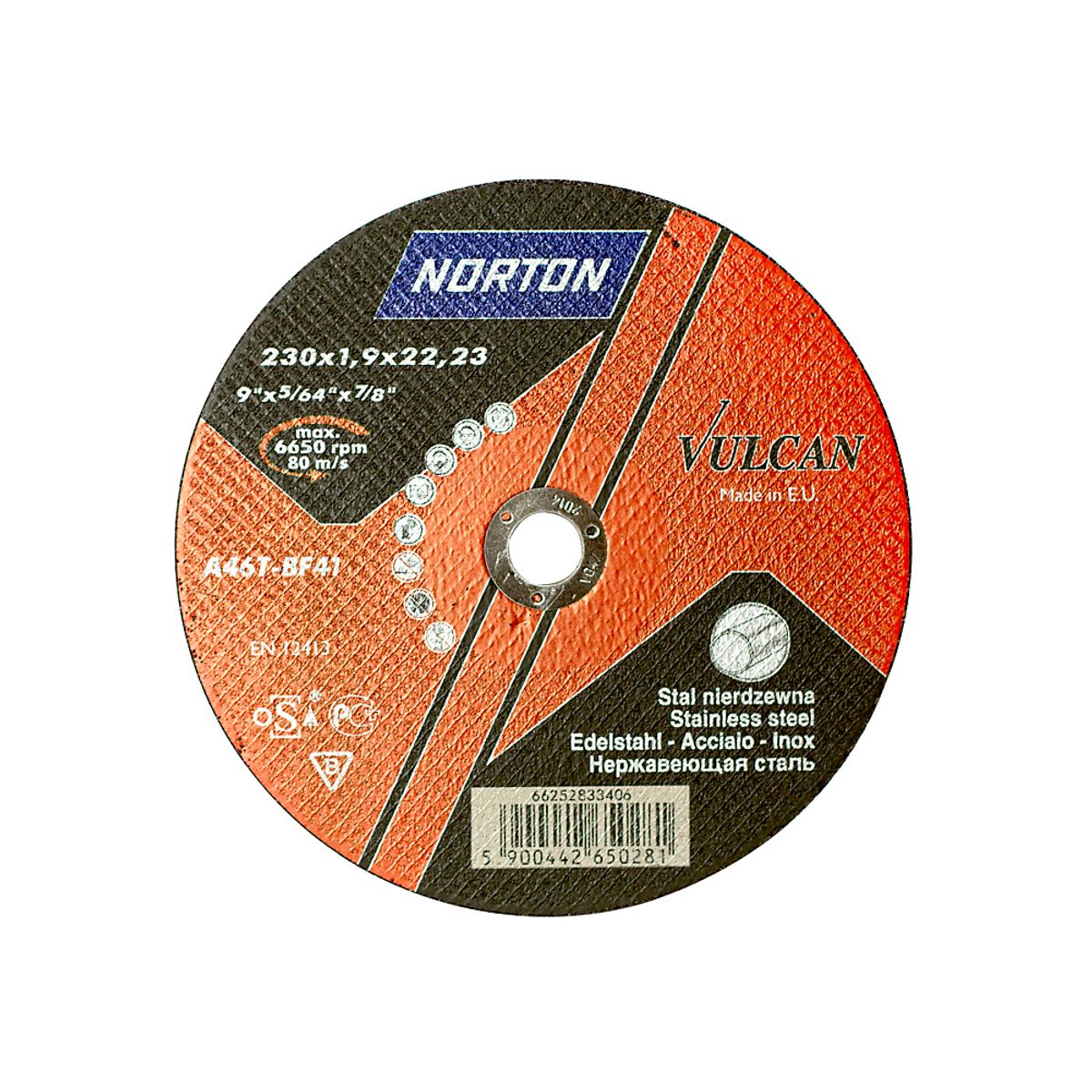 Norton Vulcan skæreskive 230X1,9X22,2 mm til jern, metal og rustfrit stål