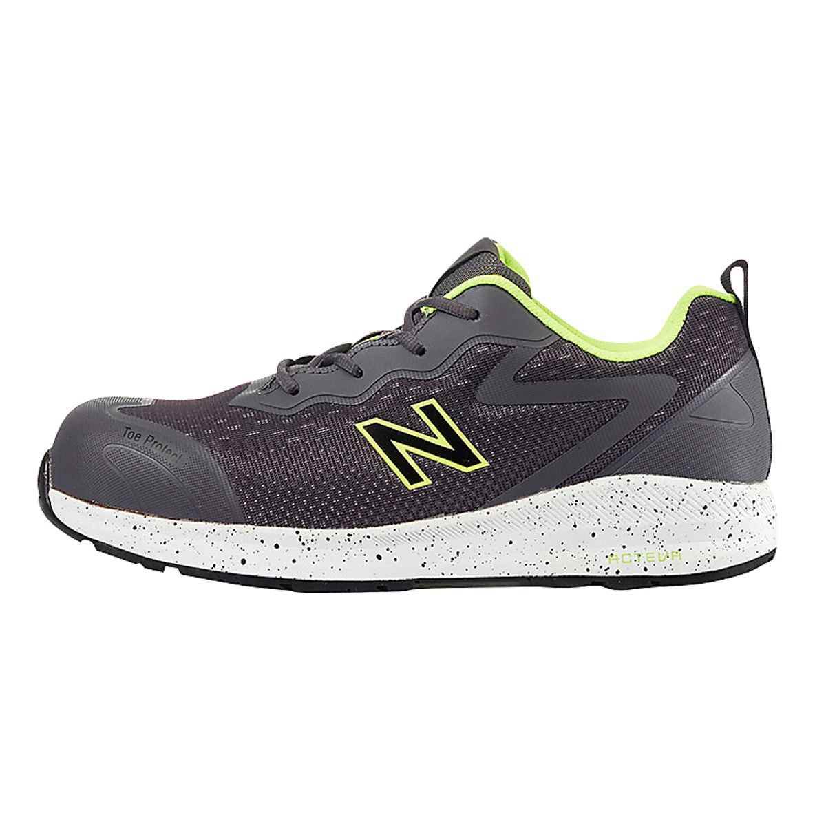 New Balance Logic Grey sikkerhedssko med snøre, Acteva mellemsål, slidstærk tekstil. Str. 43