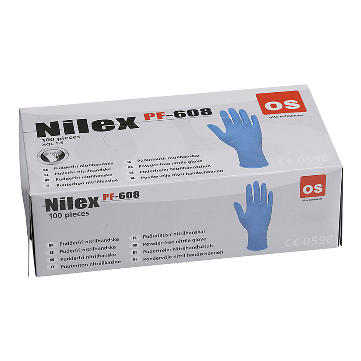 Nilex engangshandske 11 (2XL) Nitril pudderfri - tykkelse 0.10mm - blå - æske a 100 stk