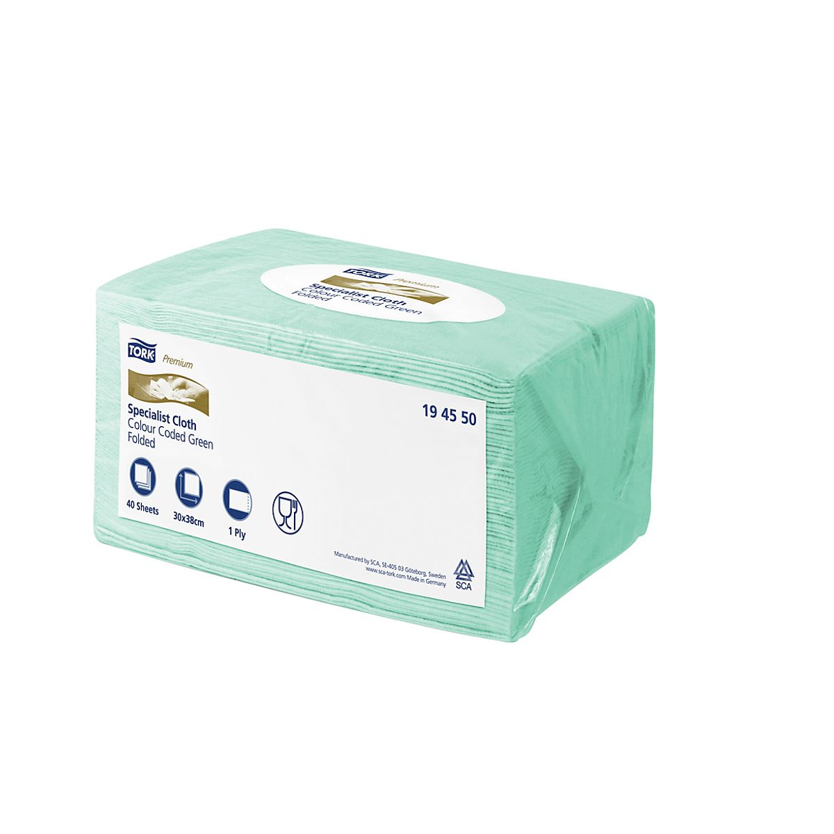 Tork premium allround klud - W8, small Pack grøn 40 stk.1 lag 30x38cm, universal rengøringsklud