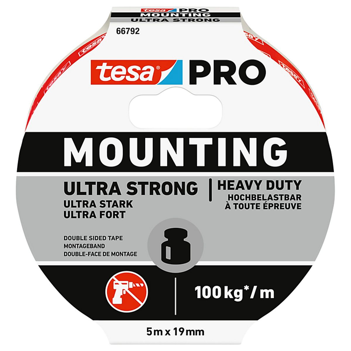 tesa monteringstape 5mx19mm PRO 66792, dobbeltklæbende ultra stærk skumtape