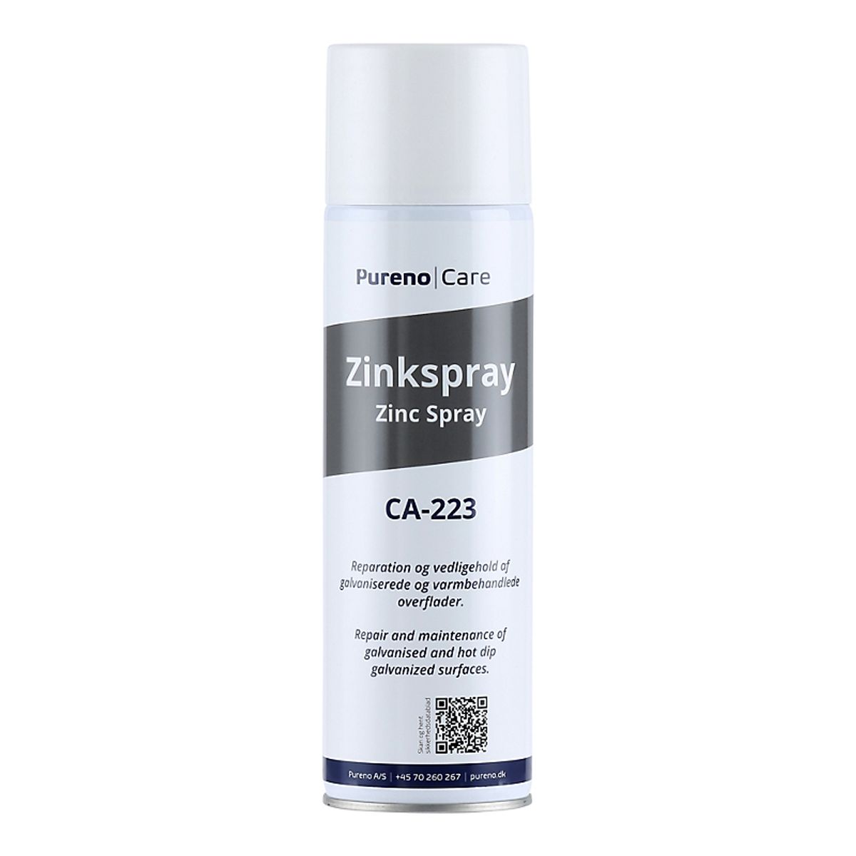 Pureno zinkspray 500ml Propan/butan, yder rustbeskyttelse uden efterbehandling