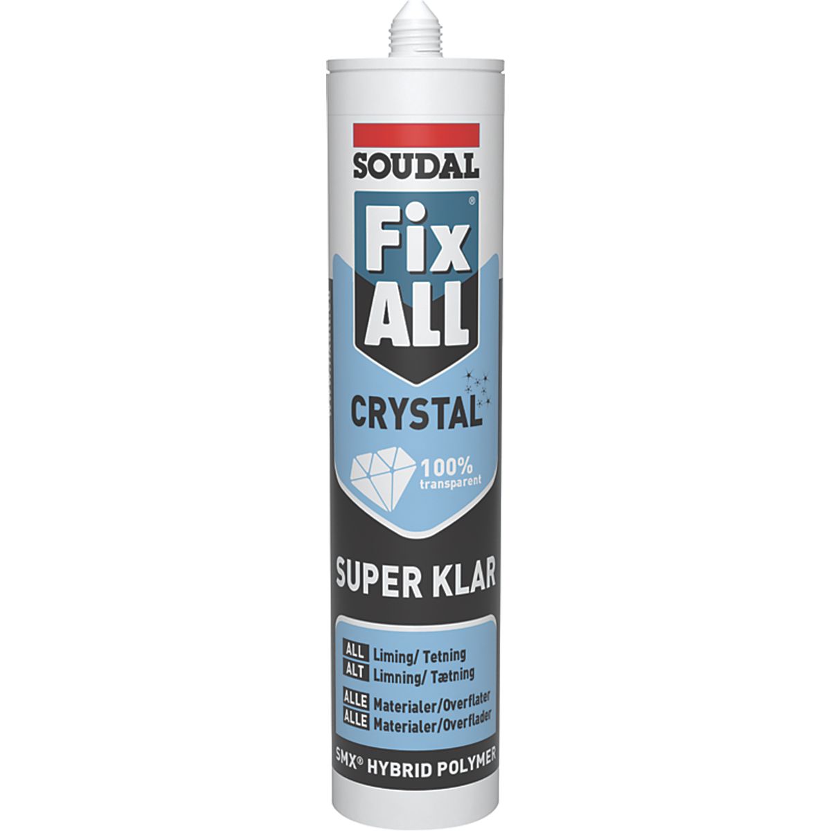 Soudal montagelim 290ml Fix all crystal klar multifuge tilsat fungicid, FDA godkendt