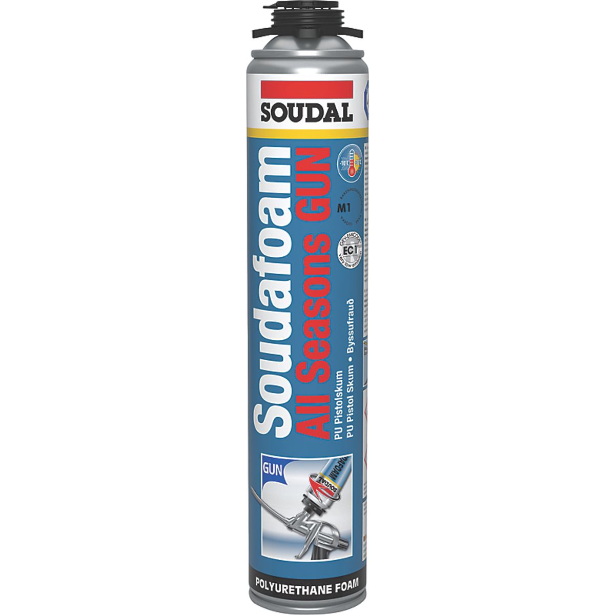 Soudal PU helårsskum 720ml Soudafoam All Season Gun, anv. ned t/-10gr. C. 1K hånd, NBS