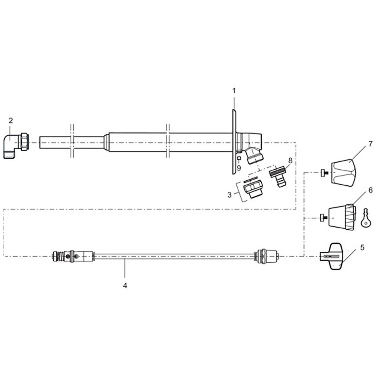 Mora garden ll komplet inderspindel 150 mm (totallængde 230 mm) til Mora garden ll vvs nr. 743453514