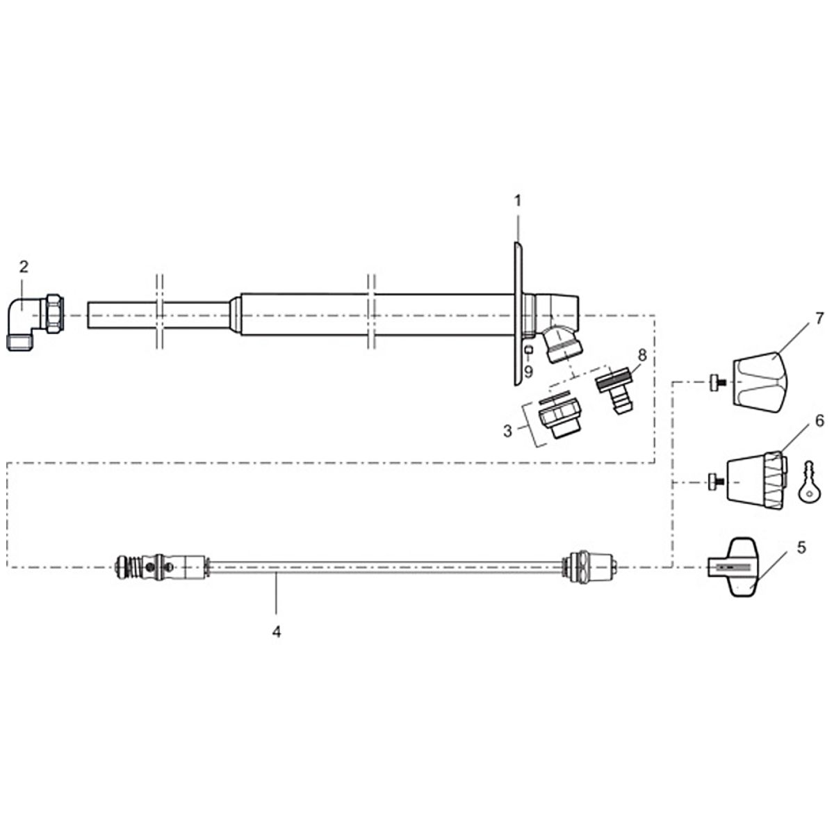 Mora garden ll komplet inderspindel 400mm (totallængde 480mm) t/Mora garden ii vvs nr. 743453544