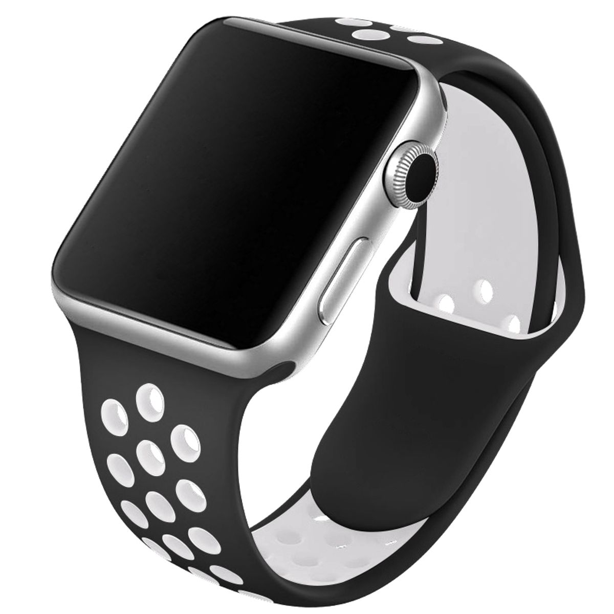 Apple Watch rem 38mm / 40mm sort/hvid silikone