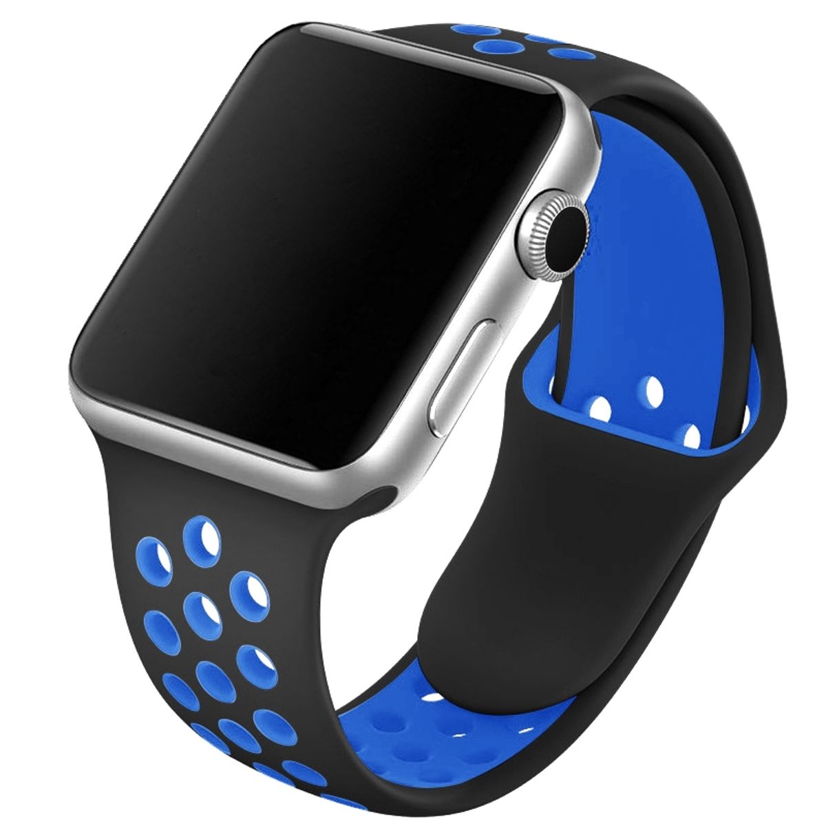 Apple Watch rem 42mm / 44mm sort/blå silikone