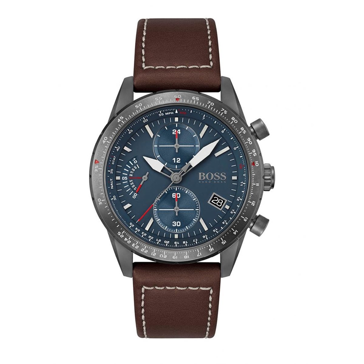 HUGO BOSS Pilot Edition Chrono Brown Leather Herreur HB1513852