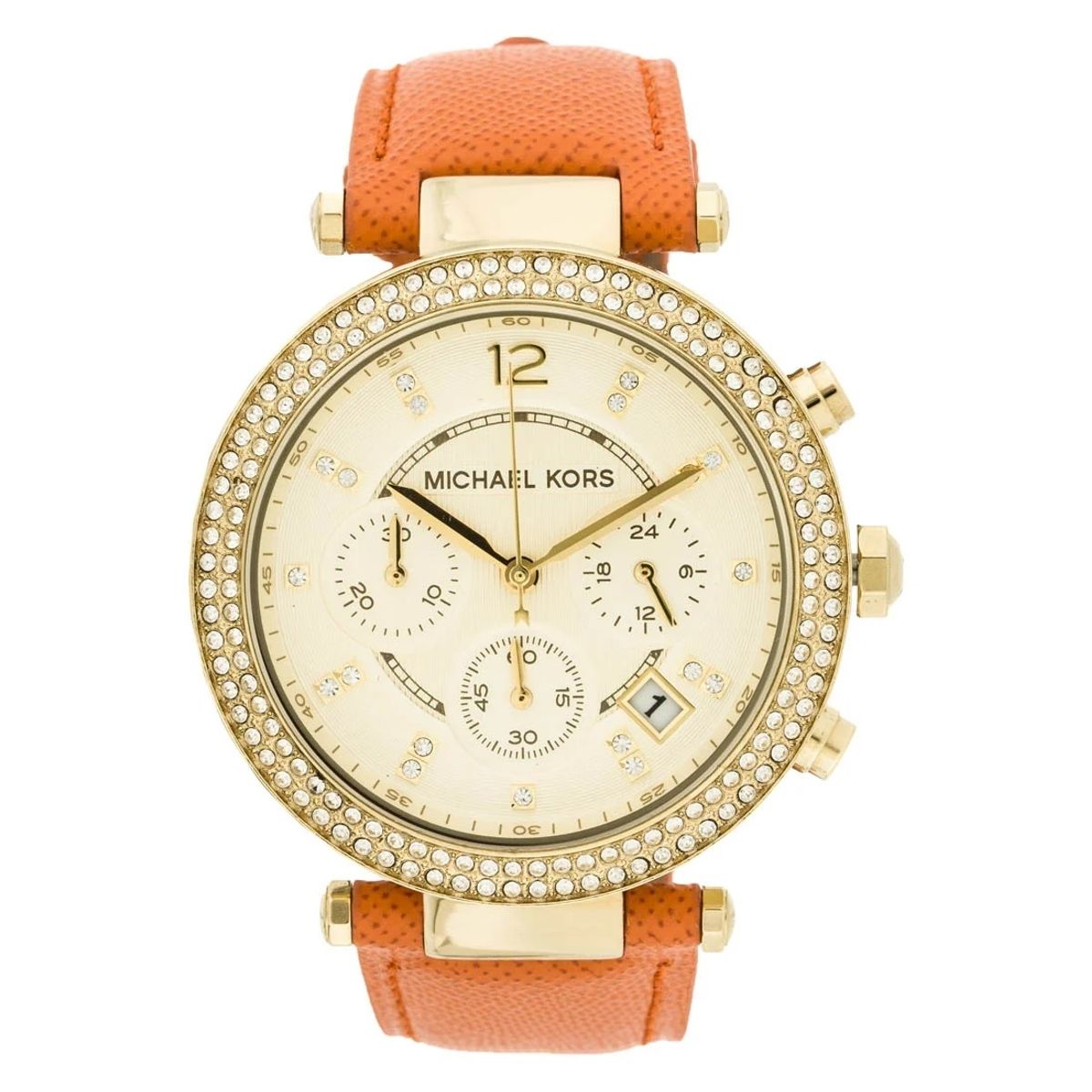 Michael Kors Parker Gold Dial Orange Leather Dameur MK2279