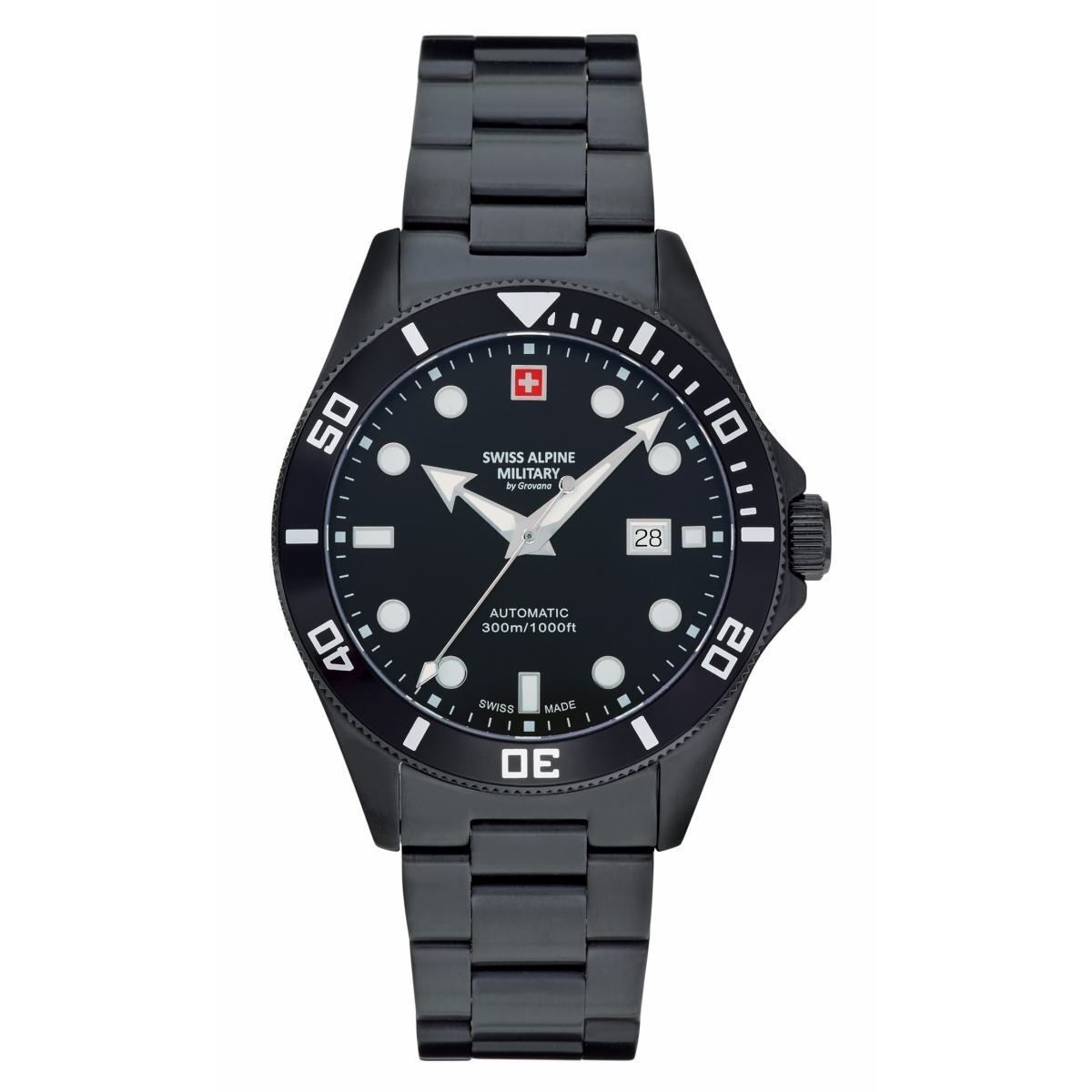 Swiss Alpine Military Diver Automatic Black Steel Herreur