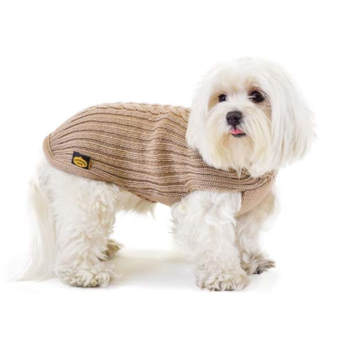 Beige hundesweater i merino uld-30 cm