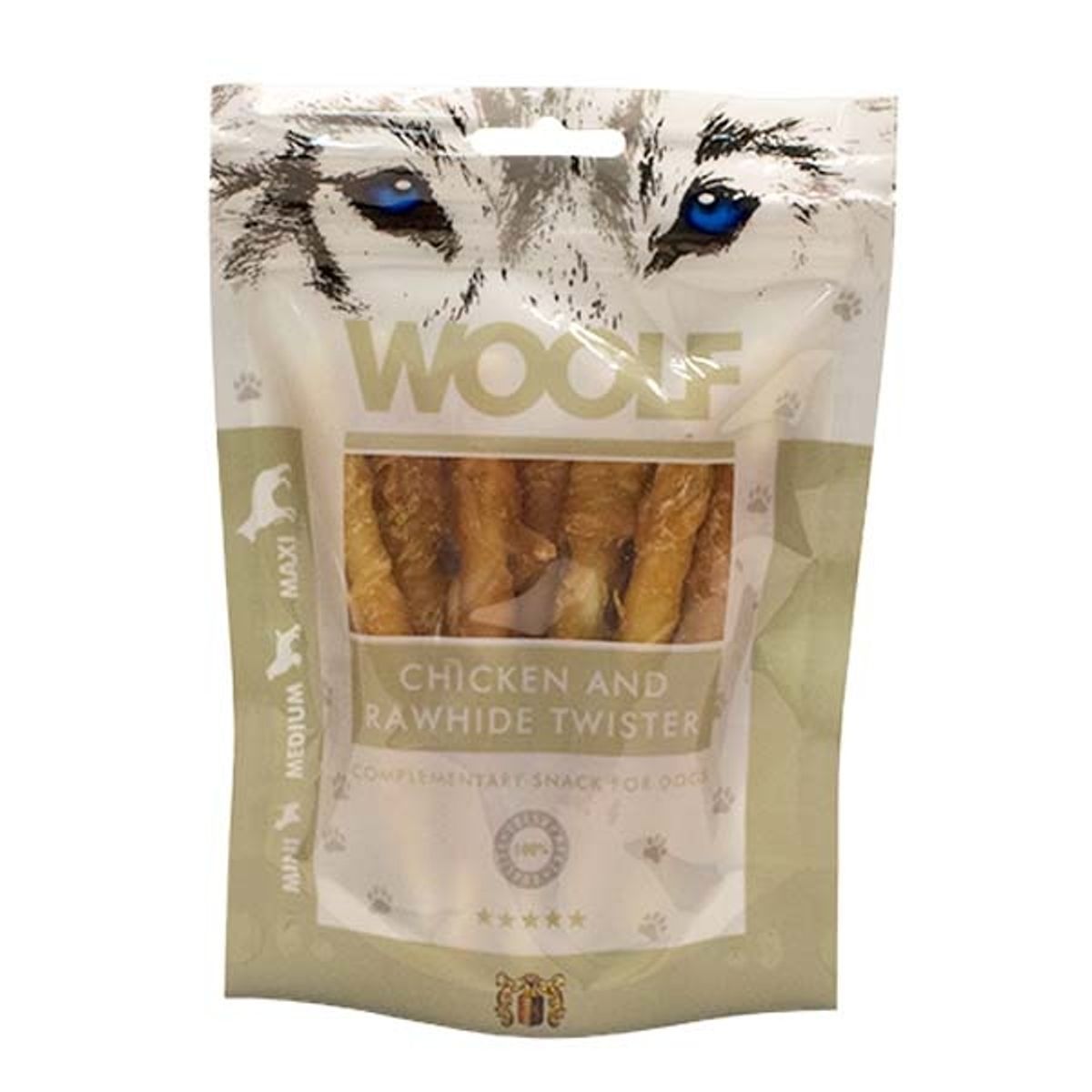 Hundegodbid Woolf tyggesnack med kylling, 100g