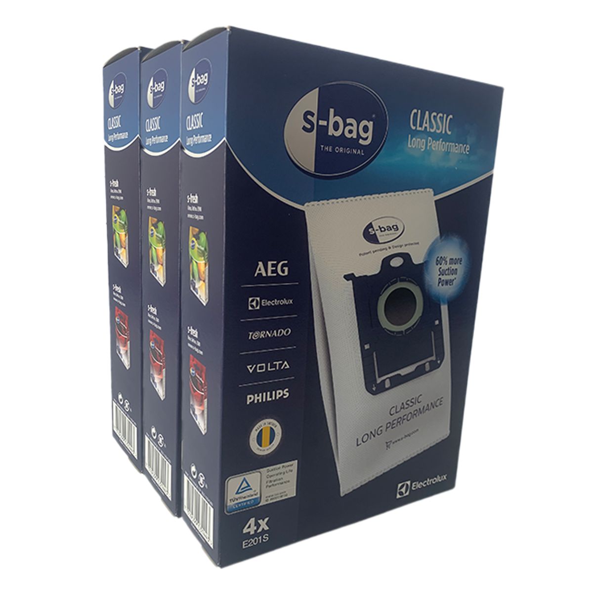 S-bag Classic Long Performance støvsugerposer til Electrolux, Aeg, Philips, Volta mfl. - 12 stk.