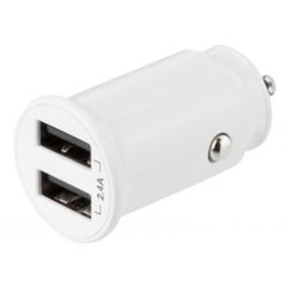 Deltaco Usb Car Charger, 2x Usb-a, 2.4 A, Total 12 W, White - Billader