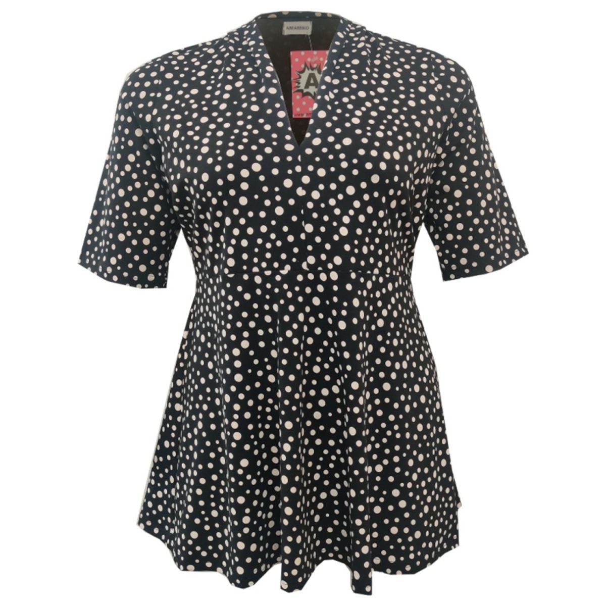 Plus size bluse - Sendai Black Dot