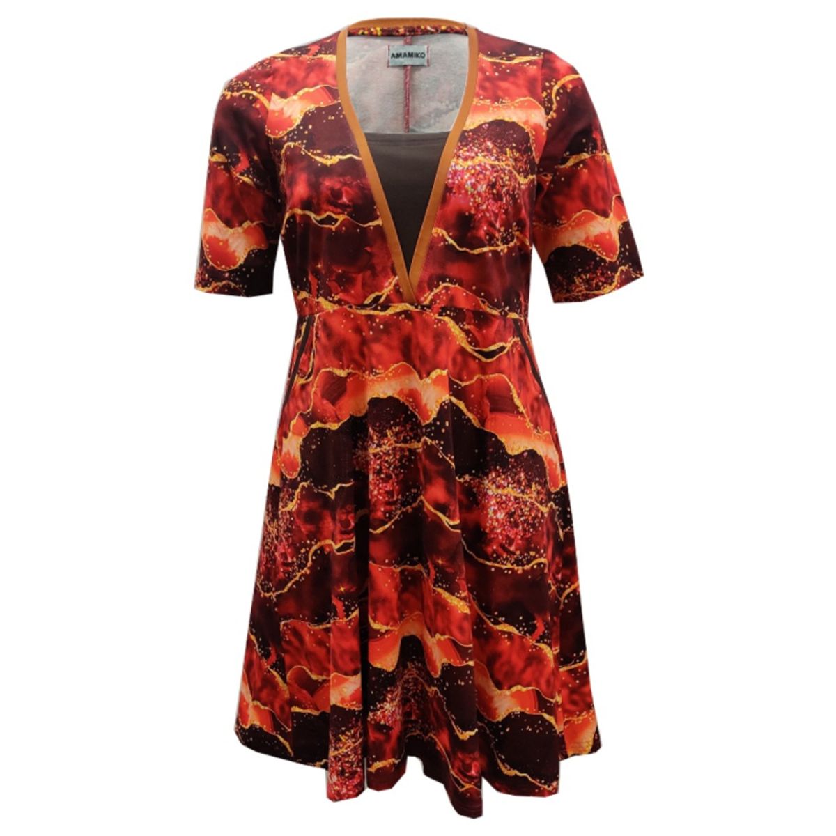 Plus size kjole - Ama Red Hot Lava