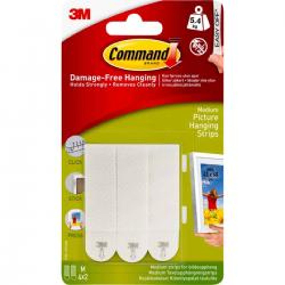 3M COMMAND HANGING STRIPS WHITE MEDIUM SET/4 - ramme