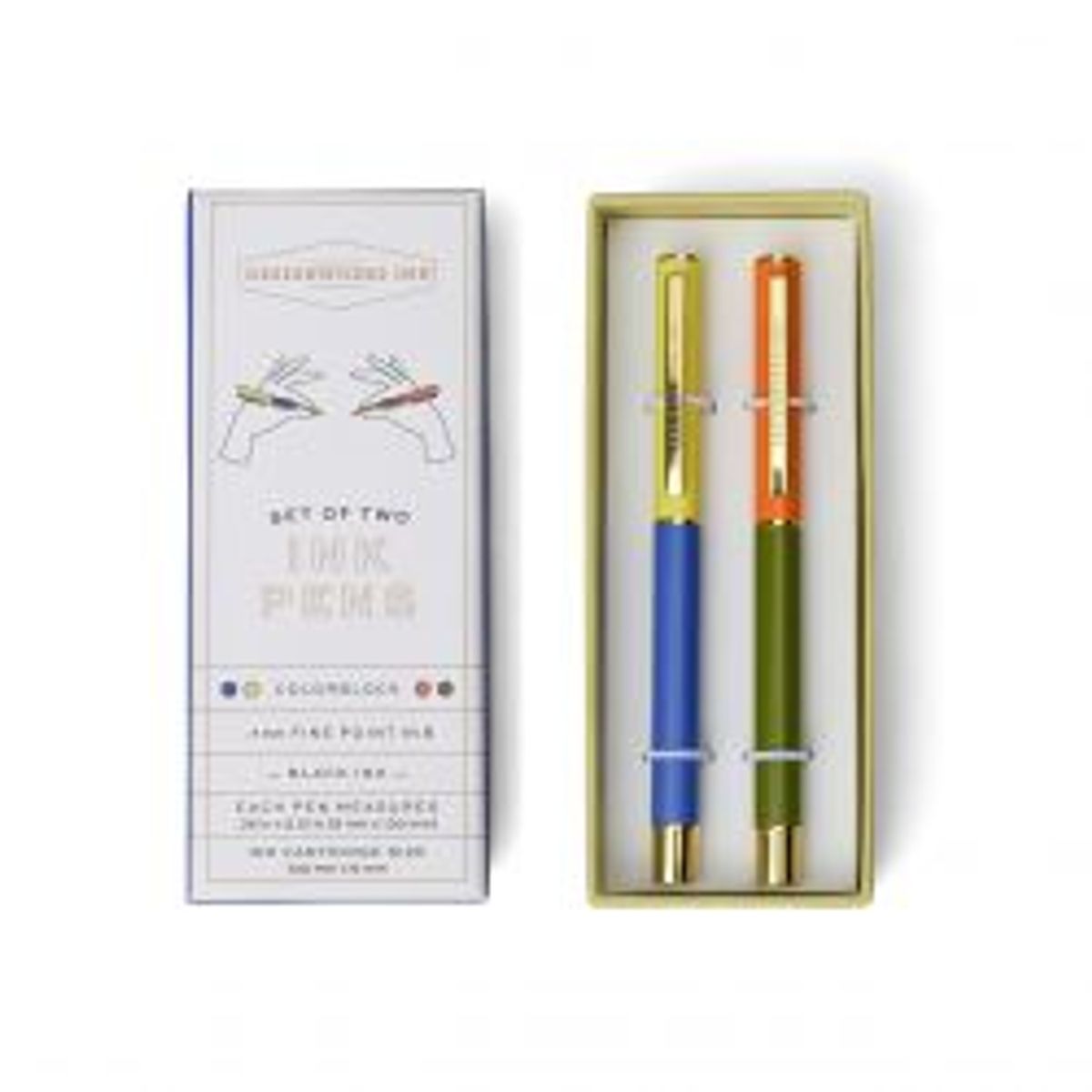 DesignWorks Ink Colorblock Pens Cobalt & Army Green (set Of 2) - Skriveredskaber