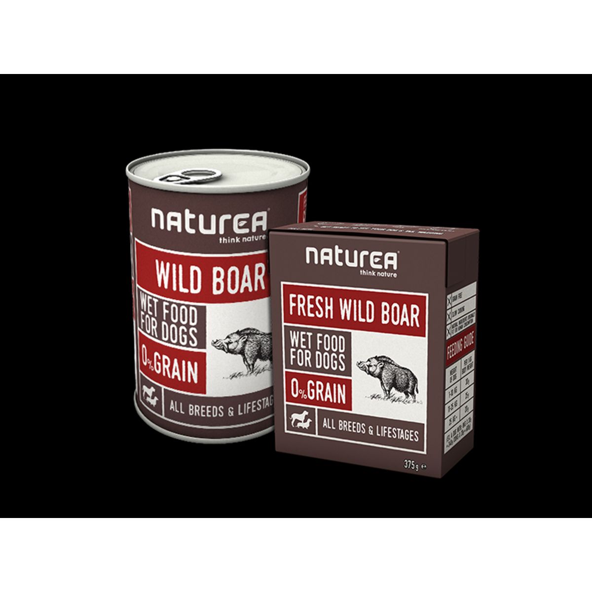 Naturea Naturals Wild Boar kornfri vådfoder 375g.