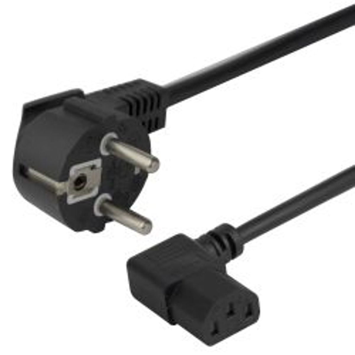 Deltaco Power Cord Cee 7/7 - C13 Angled, 1,5m, Black - Ledning