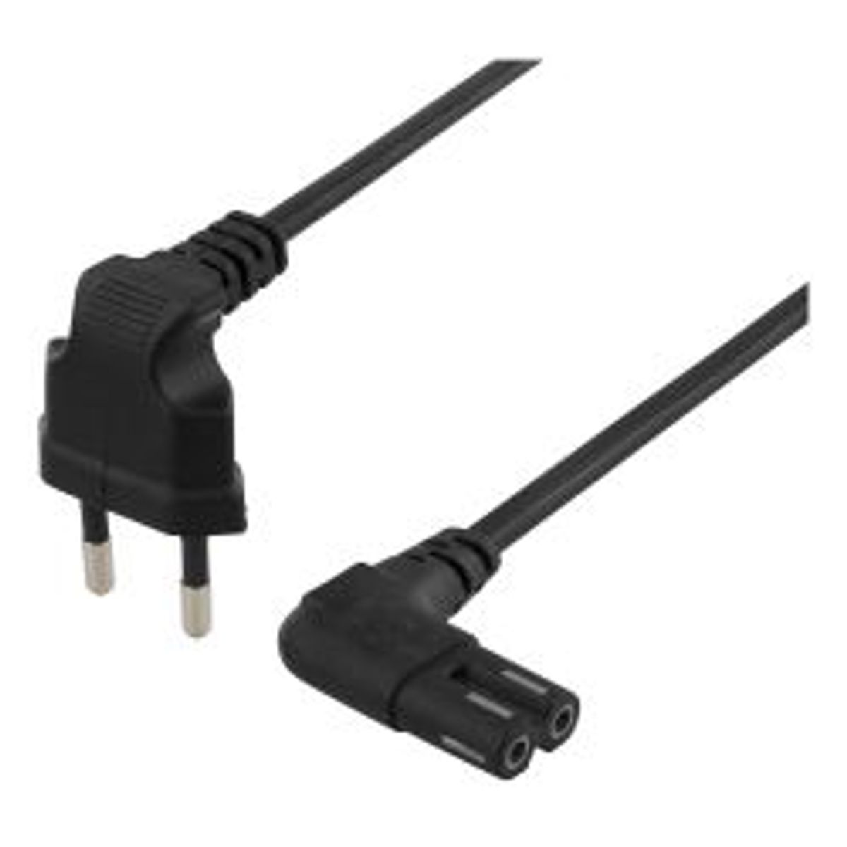 Deltaco Unearthed Device Cable 2m Angled Cee 7/16 Iec 60320 Black - Ledning