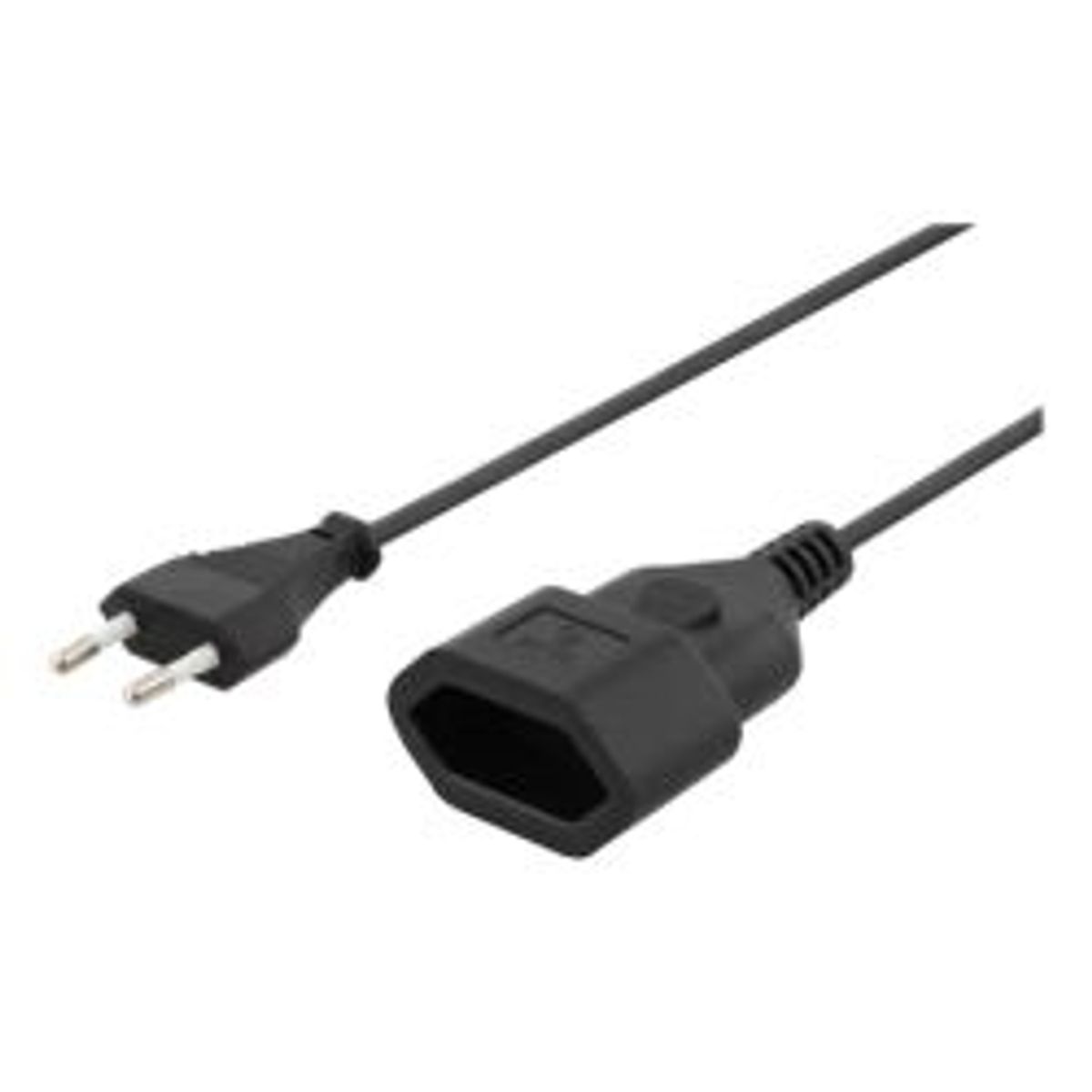 Deltaco Unearthed Power Cable, Cee 7/16 To Iec 60906-1, 1m, Black - Ledning