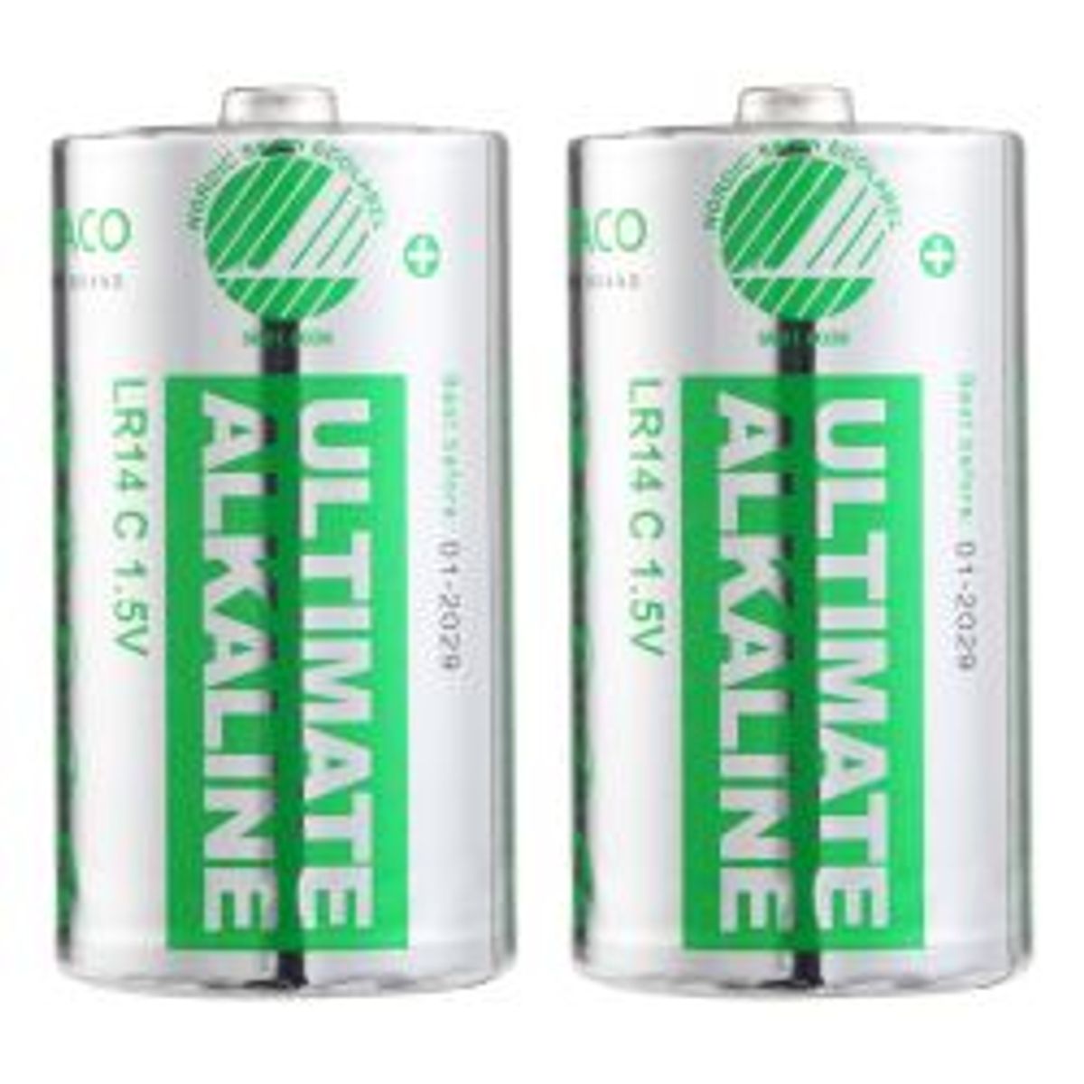 Deltaco Ultimate Alkaline Batteries, Lr14/c Size, 2-pack - Batteri