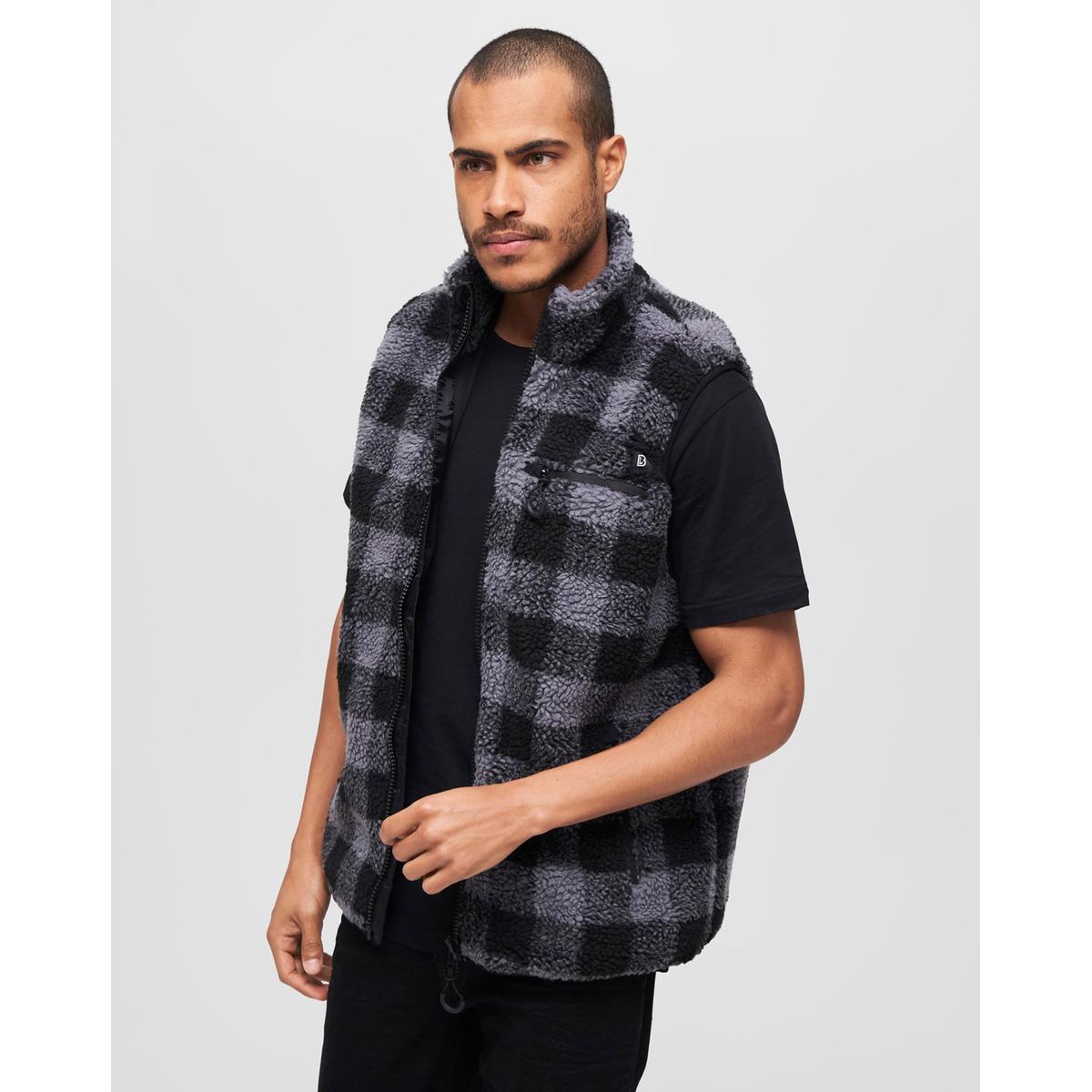 Brandit Teddyfleece Vest Men Black / Grey