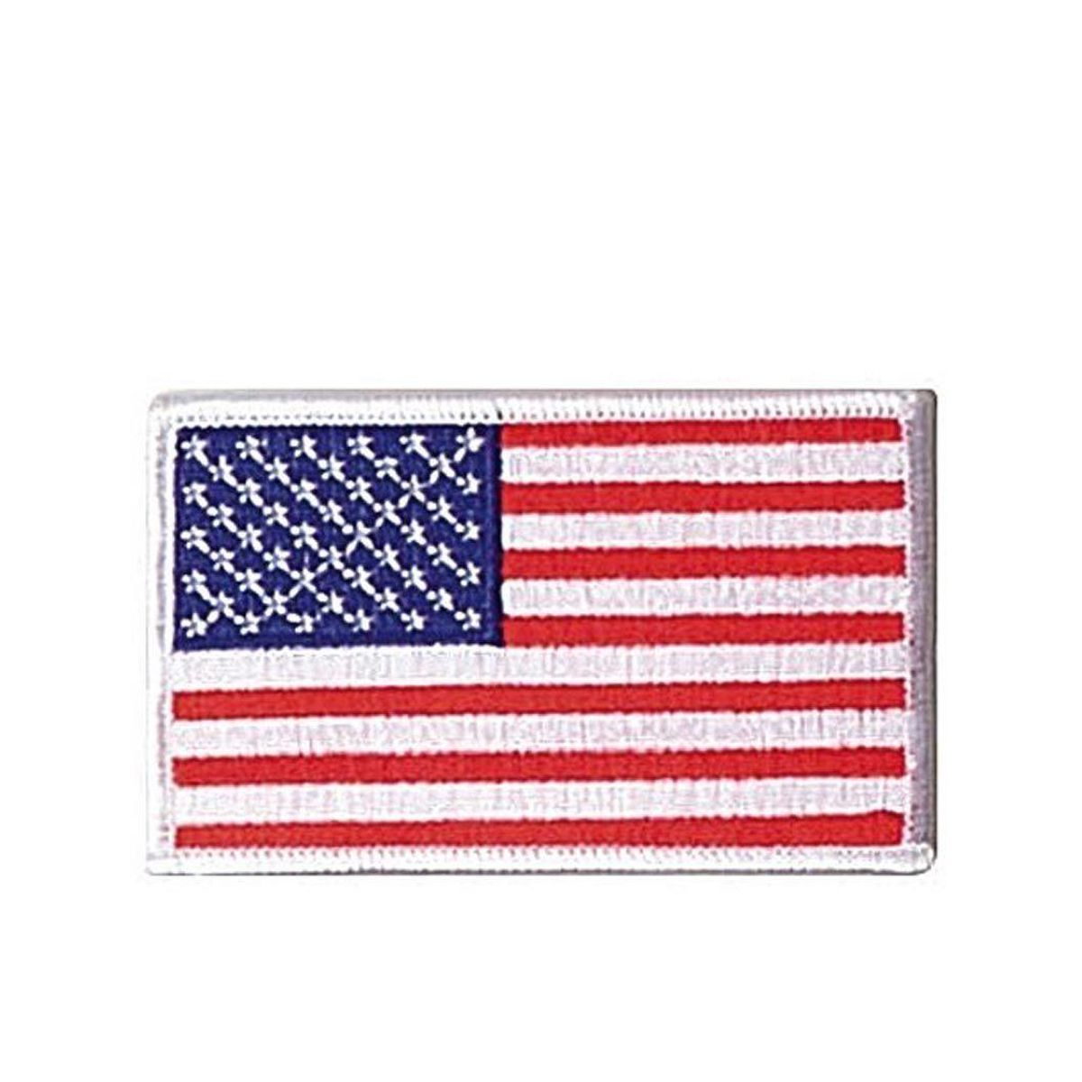 Rothco Stryge- eller Sy-på Broderet USA-Flag Patch 5x7.5cm Rød, Hvid, Blå with Hvid Border