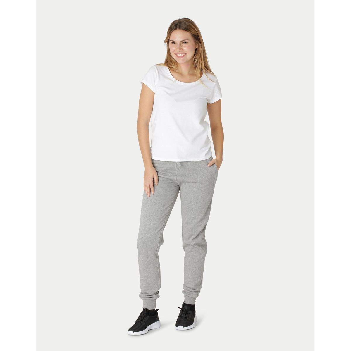 Neutral Unisex Sweatpants m. manchet og lynlås Grå Melange