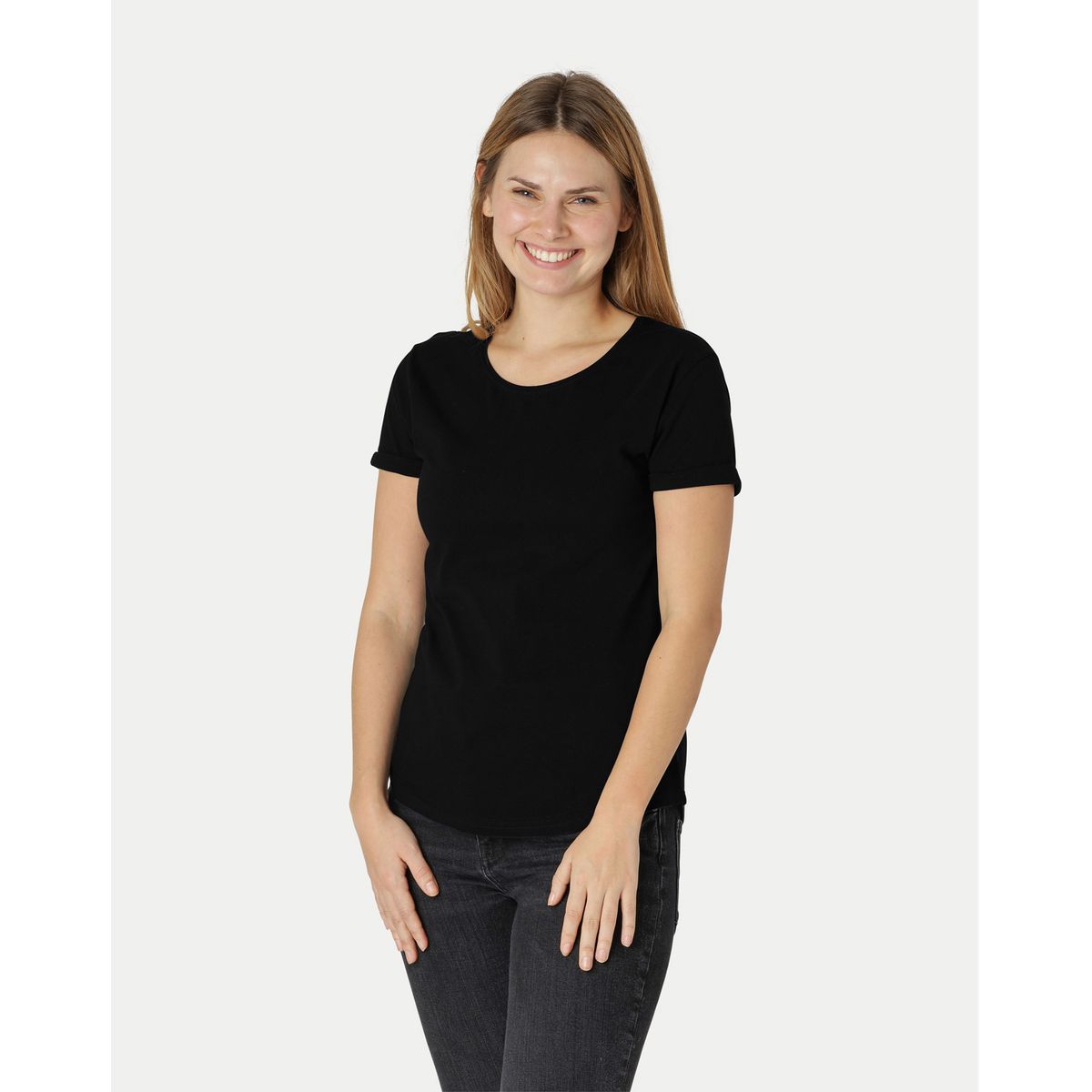 Neutral Dame Roll Up Sleeve T-Shirt Sort