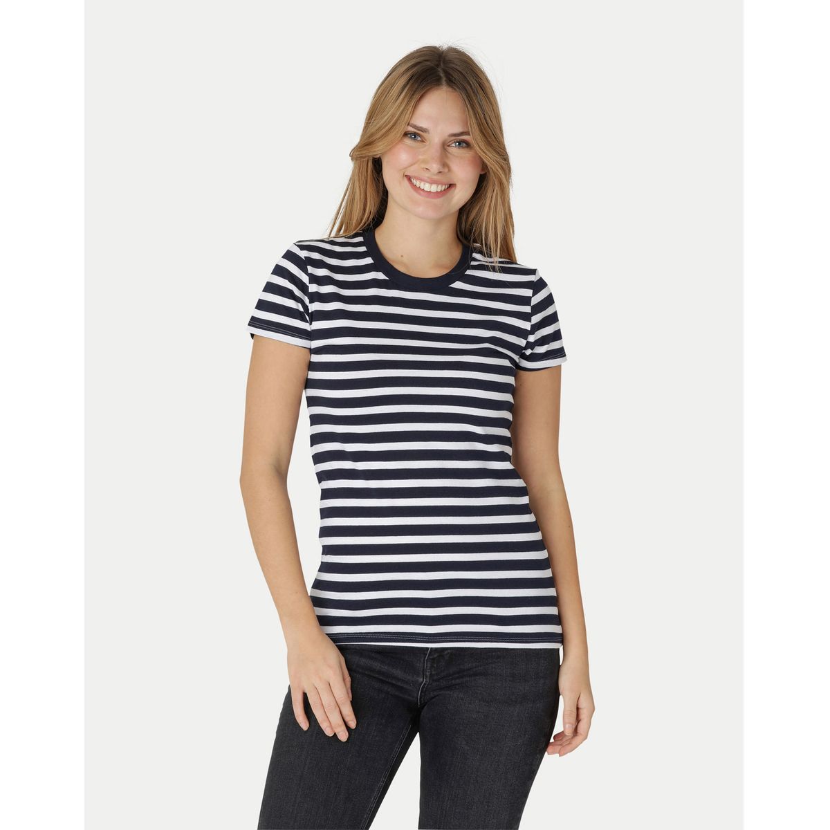 Neutral Dame Fitted T-Shirt Hvid/Navy Stripe