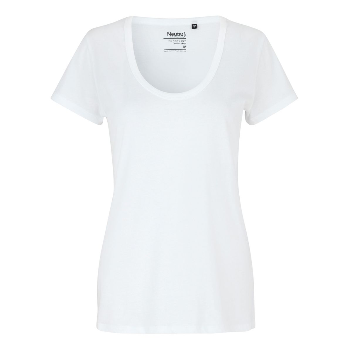 Neutral Dame Deep Round Neck T-Shirt Hvid