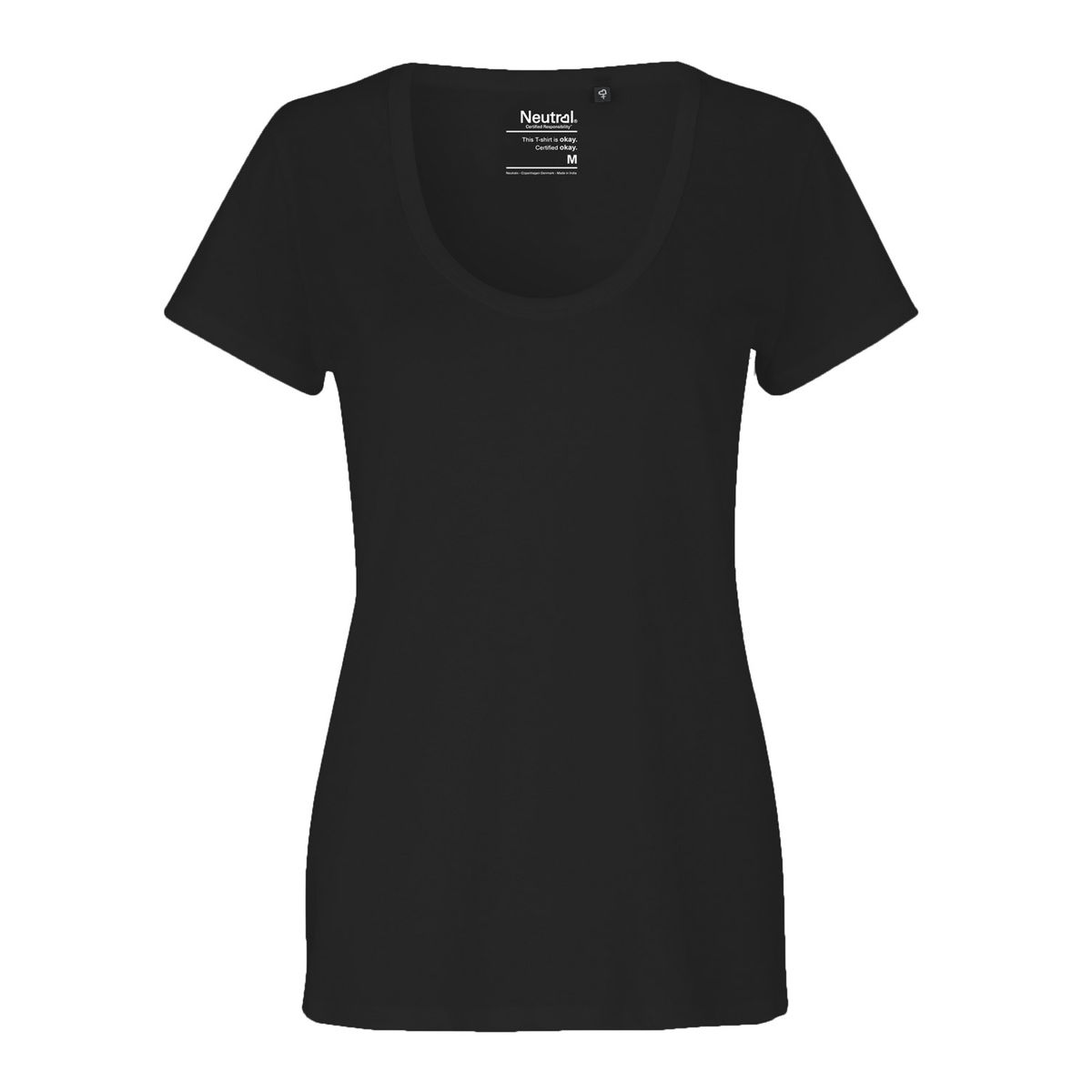 Neutral Dame Deep Round Neck T-Shirt Sort