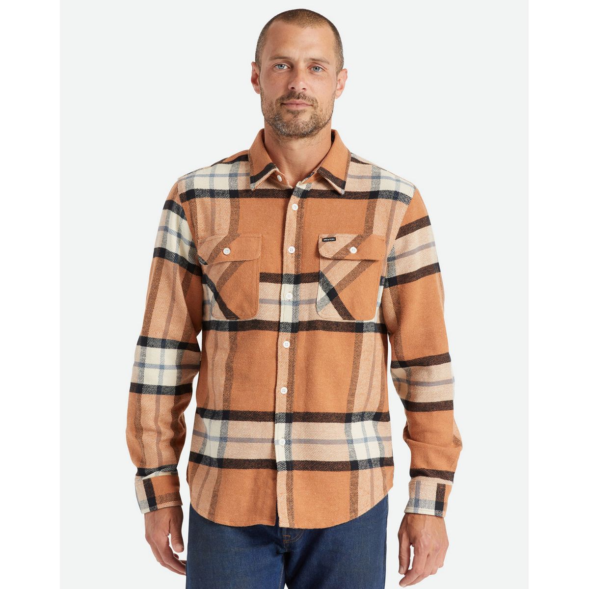 Brixton Bowery Langærmet Flannel Skjorte Lys orange