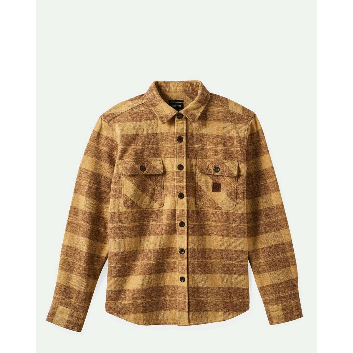 Brixton Bowery Heavy Weight Langærmet Flannel Skjorte Curry Yellow / Pinecone Brown